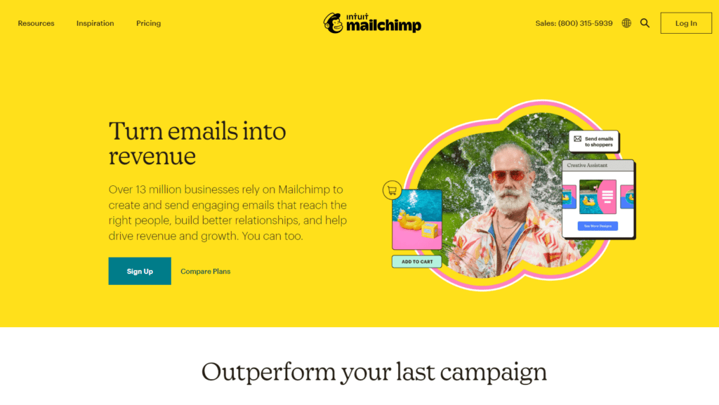 an image of the Hero page for Mailchimp
